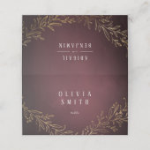 金箔金ゴールドブルゴーニュの植物のエレガントな結婚式 プレイスカード (外部開封)