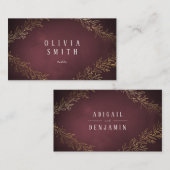 金箔金ゴールドブルゴーニュの植物のエレガントな結婚式 プレイスカード (正面/裏面)