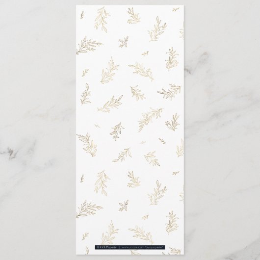 金箔金ゴールドブルゴーニュの植物のエレガントな結婚式 メニュー (裏面)