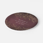 金箔金ゴールドブルゴーニュ植物性ブライダルシャワーパーティー ペーパープレート (アングル)