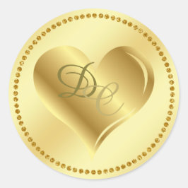 金箔金属ハートモノグラム結婚ステッキ ラウンドシール