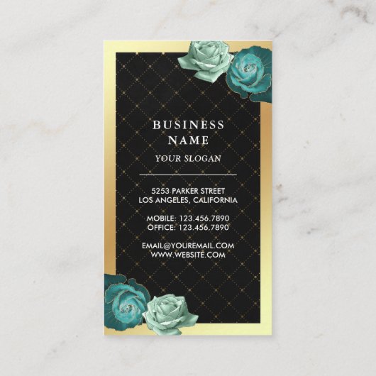 金箔銀河系ティール（緑がかった色）ケーキバルーンイベントプランナー 名刺 (裏面)