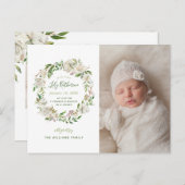 金箔開花写真誕生発表葉書 案内ポストカード (正面/裏面)