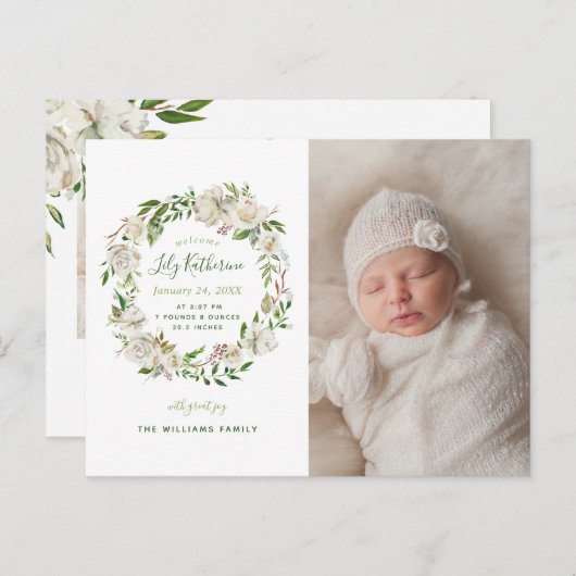 金箔開花写真誕生発表葉書 案内ポストカード (正面/裏面)