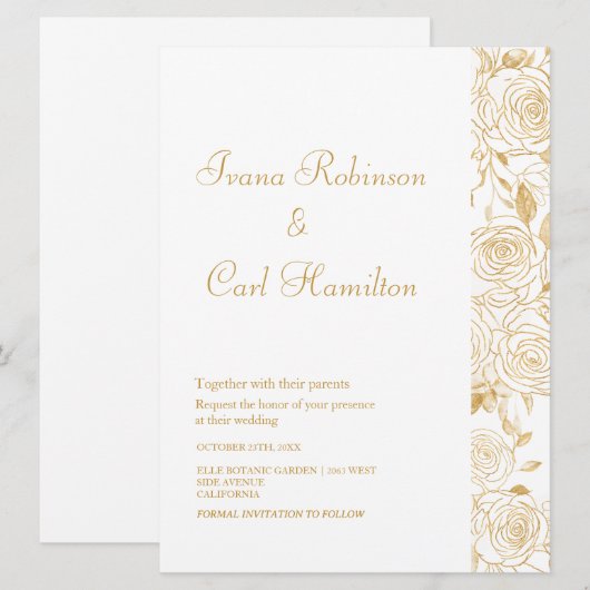 金箔開花結婚ズ 招待状 (正面/裏面)