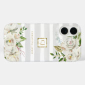 金箔開花 |グレーストライプフローラモノグラム Case-Mate iPhoneケース (裏面 (横))