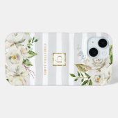 金箔開花 |グレーストライプフローラモノグラム Case-Mate iPhoneケース (裏面 (横))