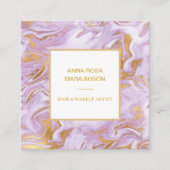 *~*金箔静脈ラベンダー大理石シックモダン スクエア名刺 (正面)