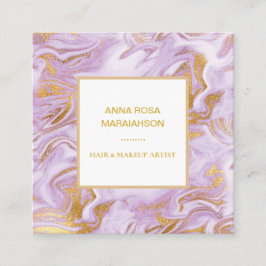 *~*金箔静脈ラベンダー大理石シックモダン スクエア名刺