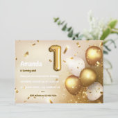 金箔風船と紙吹雪1歳の誕生日インビタ 招待状 (スタンド正面)