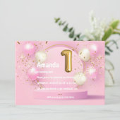 金箔風船と紙吹雪1歳 招待状 (スタンド正面)