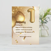 金箔風船と紙吹雪1歳 招待状 (スタンド正面)