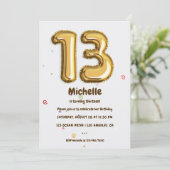 金箔風船と紙吹雪13th誕生日パーティー 招待状 (スタンド正面)