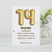 金箔風船と紙吹雪14th誕生日パーティー 招待状 (スタンド正面)