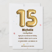 金箔風船と紙吹雪15th誕生日パーティー 招待状 (正面)