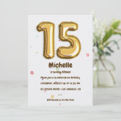 金箔風船と紙吹雪15th誕生日パーティー 招待状 (スタンド正面)
