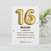 金箔風船と紙吹雪16th誕生日パーティー 招待状 (スタンド正面)