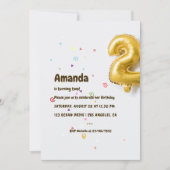 金箔風船と紙吹雪2回目の誕生日 招待状 (正面)