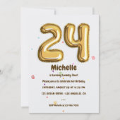 金箔風船と紙吹雪24th誕生日パーティー 招待状 (正面)