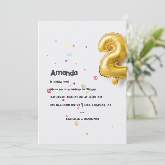 金箔風船と紙吹雪2ndバースデーフォト 招待状 (スタンド正面)