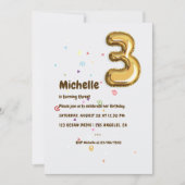 金箔風船と紙吹雪3rdバースデーフォト 招待状 (正面)