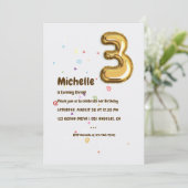 金箔風船と紙吹雪3rdバースデーフォト 招待状 (スタンド正面)