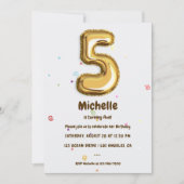 金箔風船と紙吹雪5th誕生日パーティー 招待状 (正面)