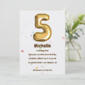 金箔風船と紙吹雪5th誕生日パーティー 招待状 (スタンド正面)