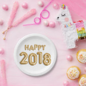 金箔風船ハッピー2018 | 大晦日パーティー ペーパープレート (パーティー)