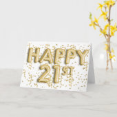 金箔風船ハッピー21歳の誕生日 カード (黄色い花)