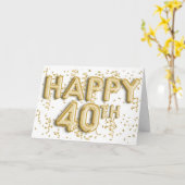 金箔風船ハッピー40歳の誕生日 カード (黄色い花)