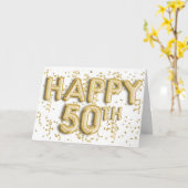 金箔風船ハッピー50誕生日 カード (黄色い花)