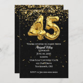 金箔風船45th誕生日パーティーの招待状 招待状 (正面/裏面)