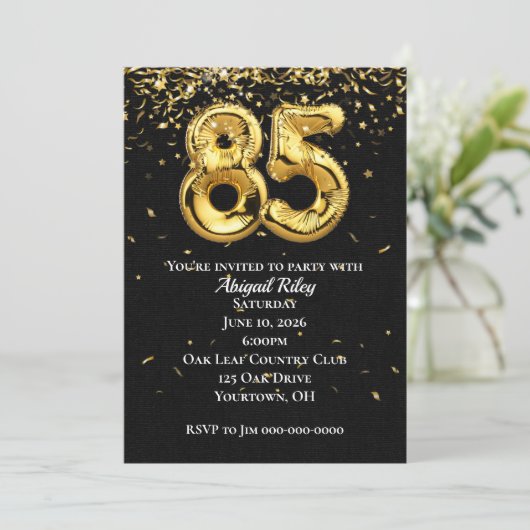 金箔風船85th誕生日パーティーの招待状 招待状 (スタンド正面)