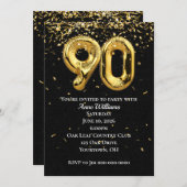 金箔風船90th誕生日パーティーへの招待 招待状 (正面/裏面)