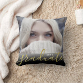 金箔黒写真の卒業グラデーション記念品 クッション (ブランケット)