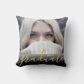 金箔黒写真の卒業グラデーション記念品 クッション (正面)