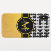 金箔黒白ギリシャ語鍵モノグラム Case-Mate iPhoneケース (裏面(横))