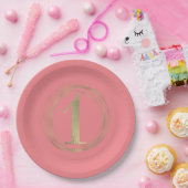 金箔1歳の誕生日 ペーパープレート (パーティー)