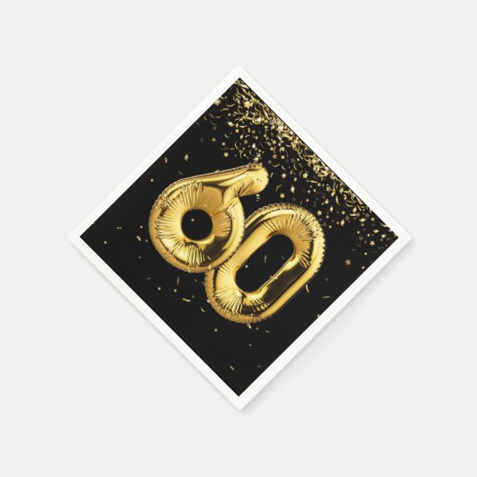 金箔60バルーンと紙吹雪ナプキン スタンダードカクテルナプキン (角)