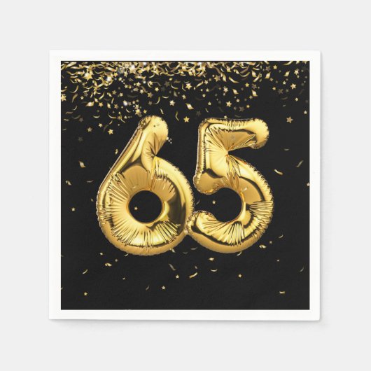 金箔65バルーンと紙吹雪ナプキン スタンダードカクテルナプキン (正面)