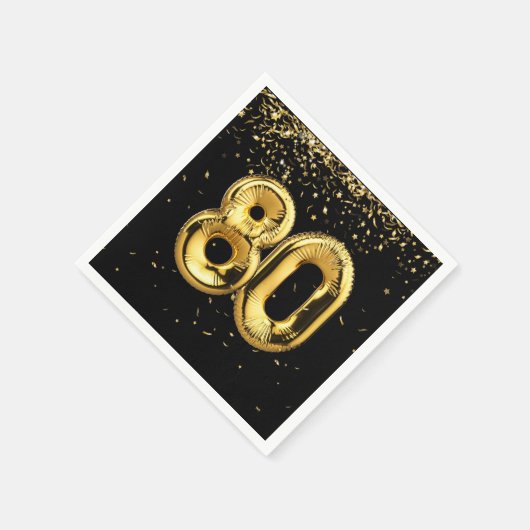 金箔80風船と紙吹雪ナプキン スタンダードカクテルナプキン (角)