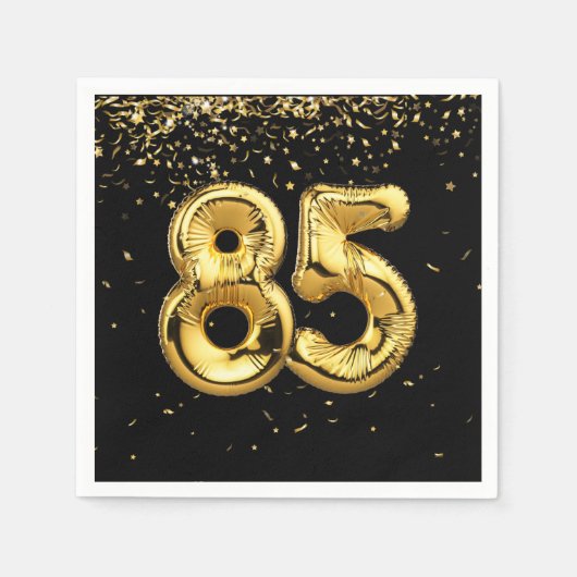 金箔85バルーンと紙吹雪ナプキン スタンダードカクテルナプキン (正面)