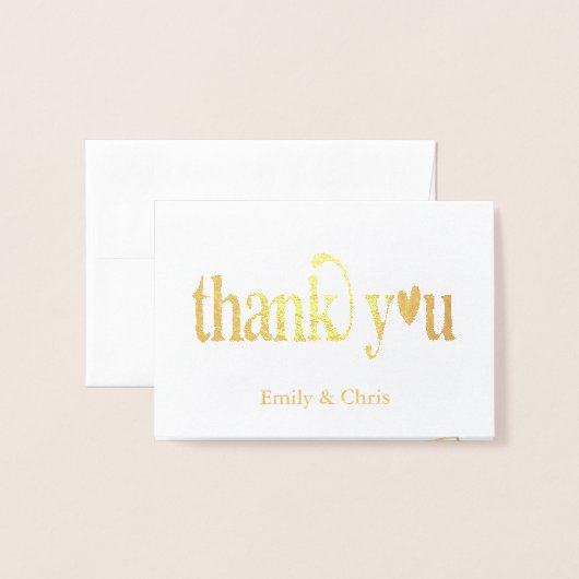 金箔 |かわいい書道写真ありがとう 箔カード (封筒付き正面)