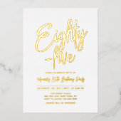 金箔 |シック80歳 – 5 85th誕生日パーティー 箔招待状 (正面)