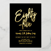 金箔 |シック80歳 – 5 85th誕生日パーティー 箔招待状 (正面)