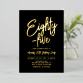 金箔 |シック80歳 – 5 85th誕生日パーティー 箔招待状 (立ち正面)