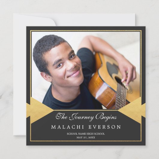 金箔 |フォト卒業パーティー招待状 招待状 (正面)