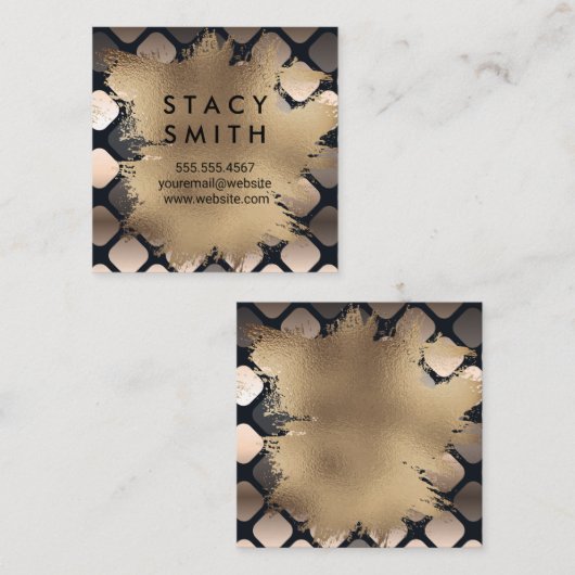 金箔 |メタリックパターンのシークイン スクエア名刺 (正面/裏面)