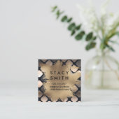 金箔 |メタリックパターンのシークイン スクエア名刺 (スタンド正面)